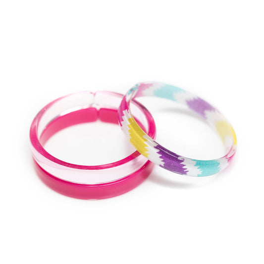 Pink Tribal Print Mix Bangle Set/3