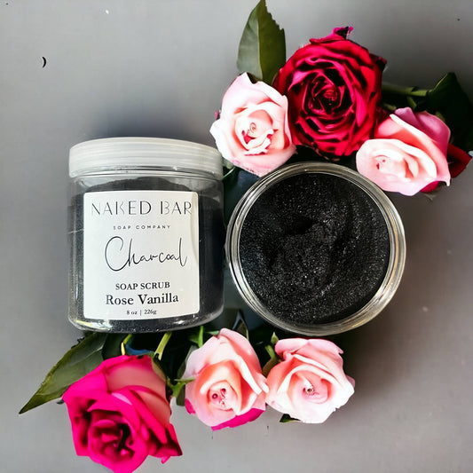 Charcoal Rose Vanilla Whipped Soap Scrub