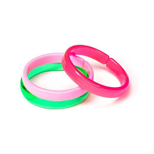 Clear Green Lt Pink Neon Pink Mix Bangle